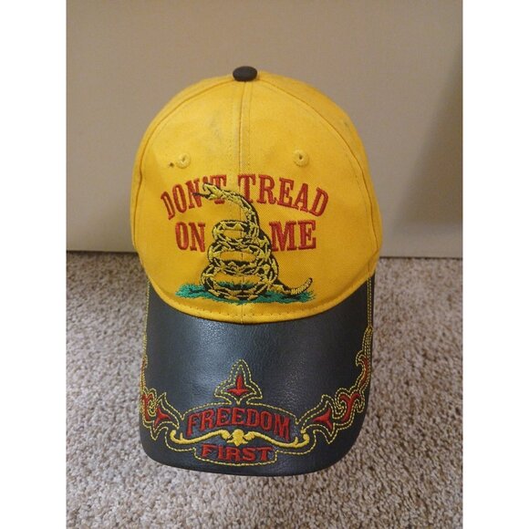 DON'T TREAD ON ME Yellow Baseball Cap Snake Logo Embroidered NWT - Picture 1 of 7